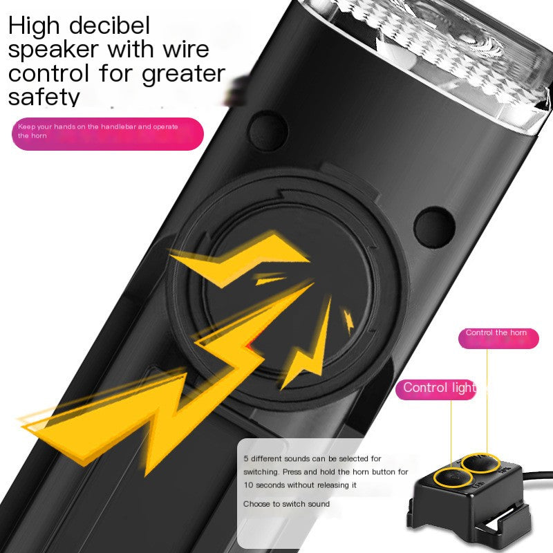Bicycle Front Light with High Decibel Horn for Outdoors